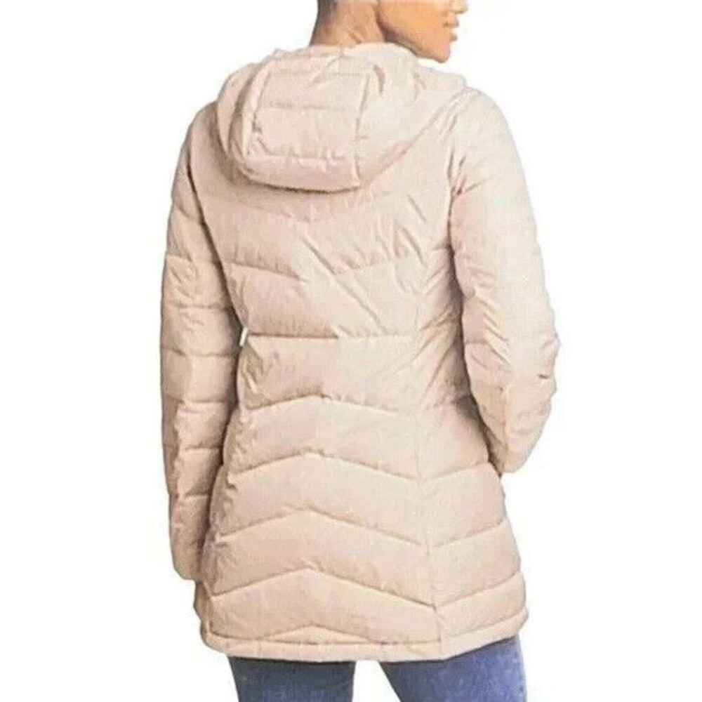 NWT Eddie Bauer Women's Packable Quilted Chevron Down Parka Jacket Tan XXL - Picture 2 of 3